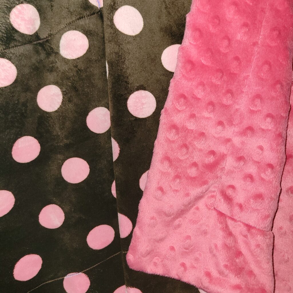 Pink and Brown Blanket with Polka Dots